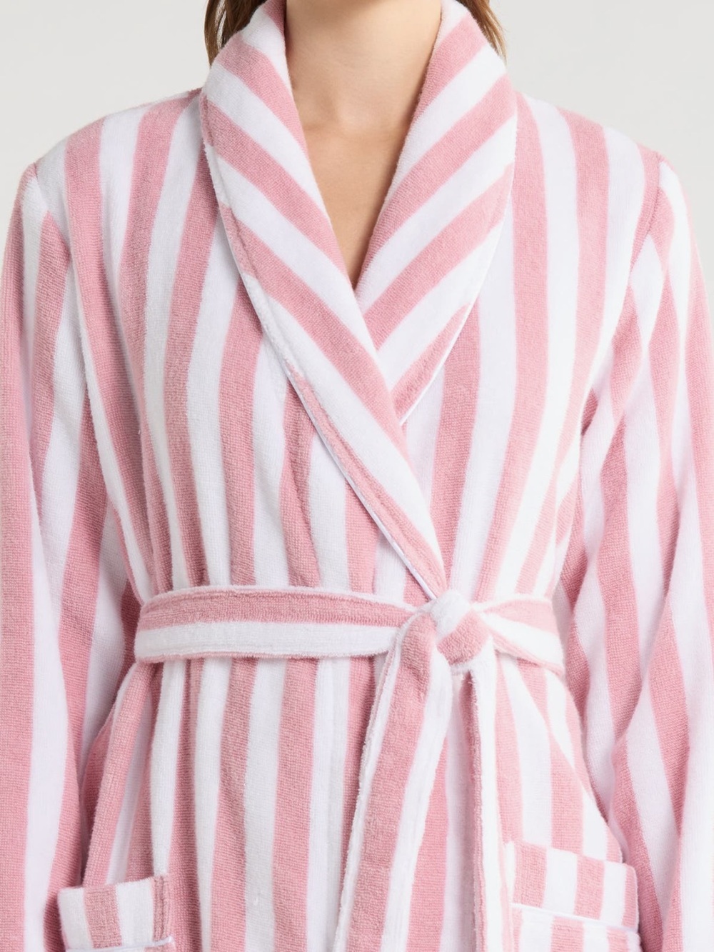 Pink & White Striped Robe Hydro Cotton Terry Robe - Picture 3 of 4